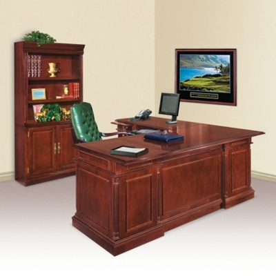 DMI Keswick LDesk with Left Return and Doored Bookcase English Cherry (13391 1)