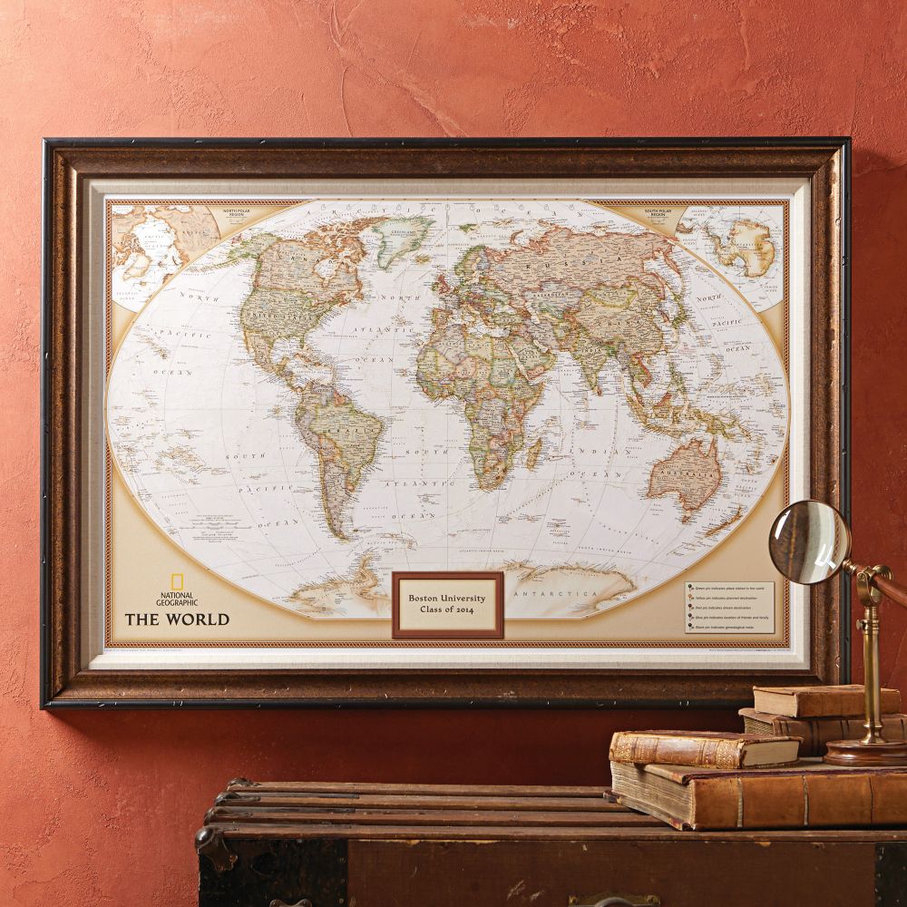 World Political Map (Earth-toned), Poster Size and Framed - National ...