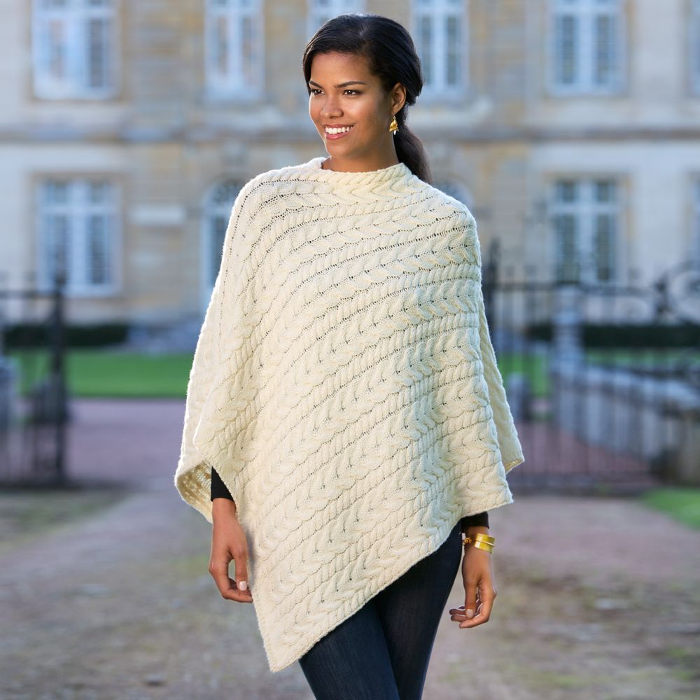 Irish Aran Wool Poncho - National Geographic Store