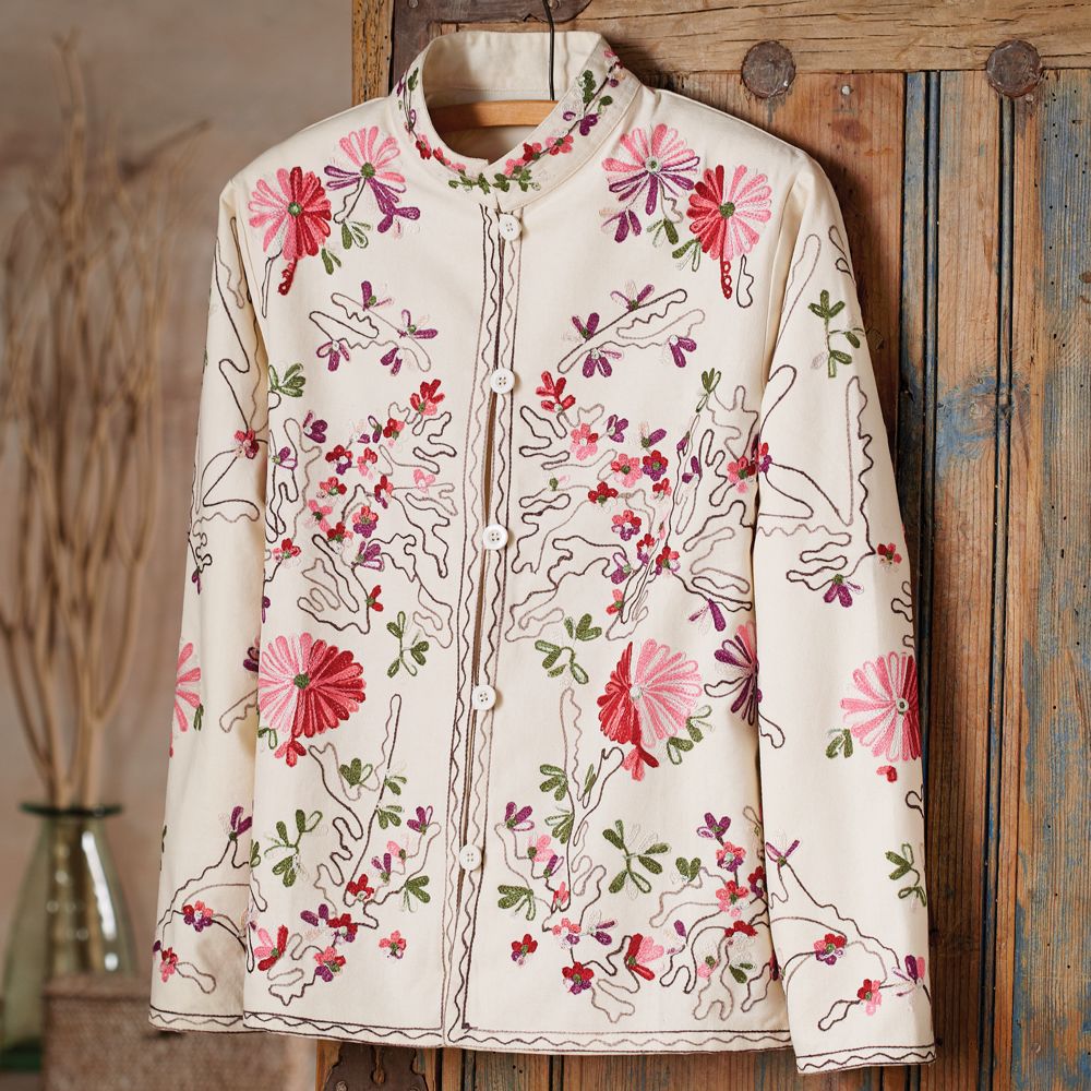 Floral embroidered jacket