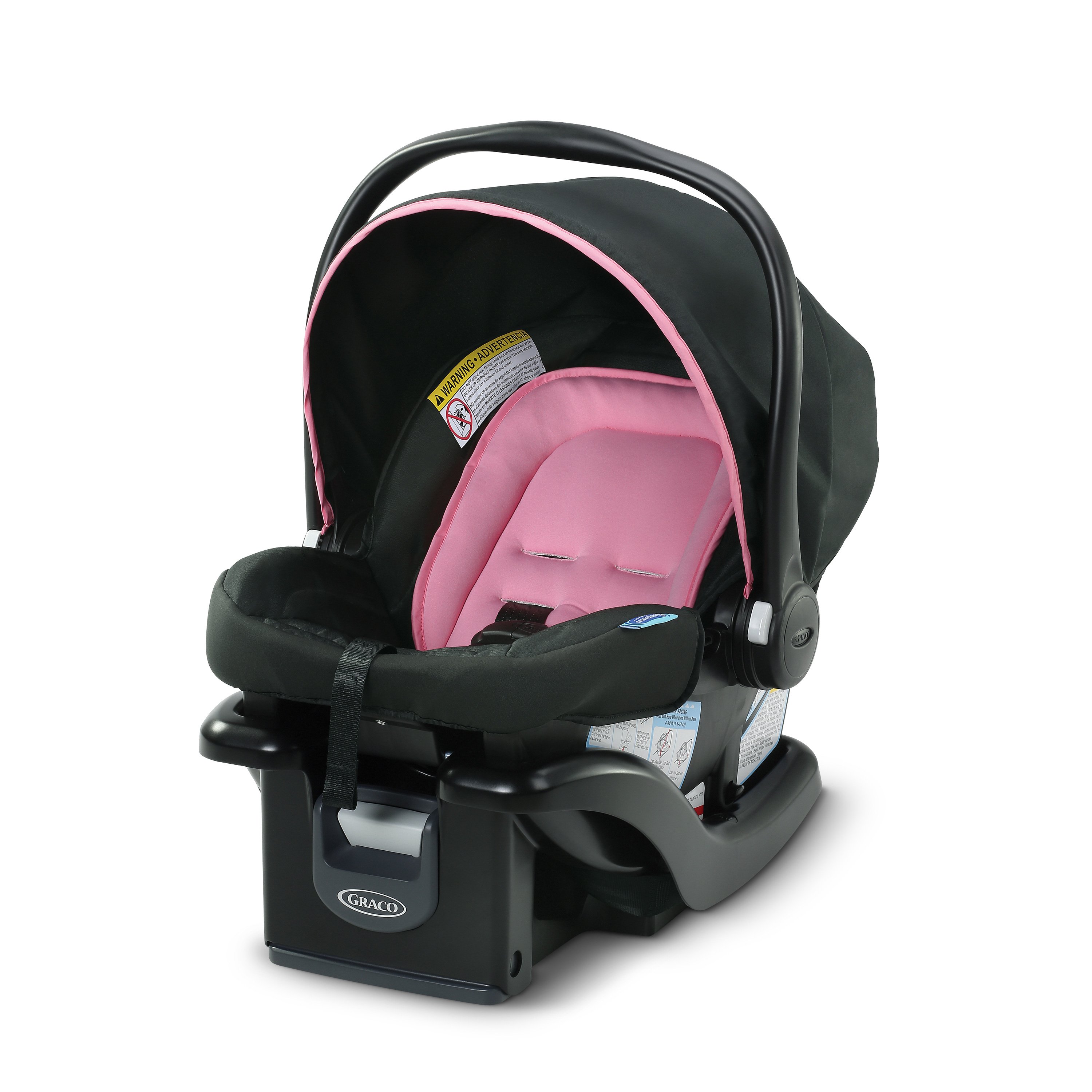 black and pink car seat stroller combo