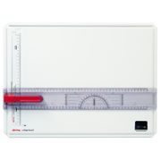 A drawing board with paper clip and ruler. image number 1