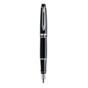 An Expert fountain pen with chrome trim stood upright with nib pointing down. image number 1
