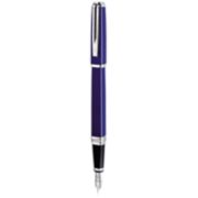 An Exception fountain pen with chrome trim stood upright with nib pointing down. image number 1