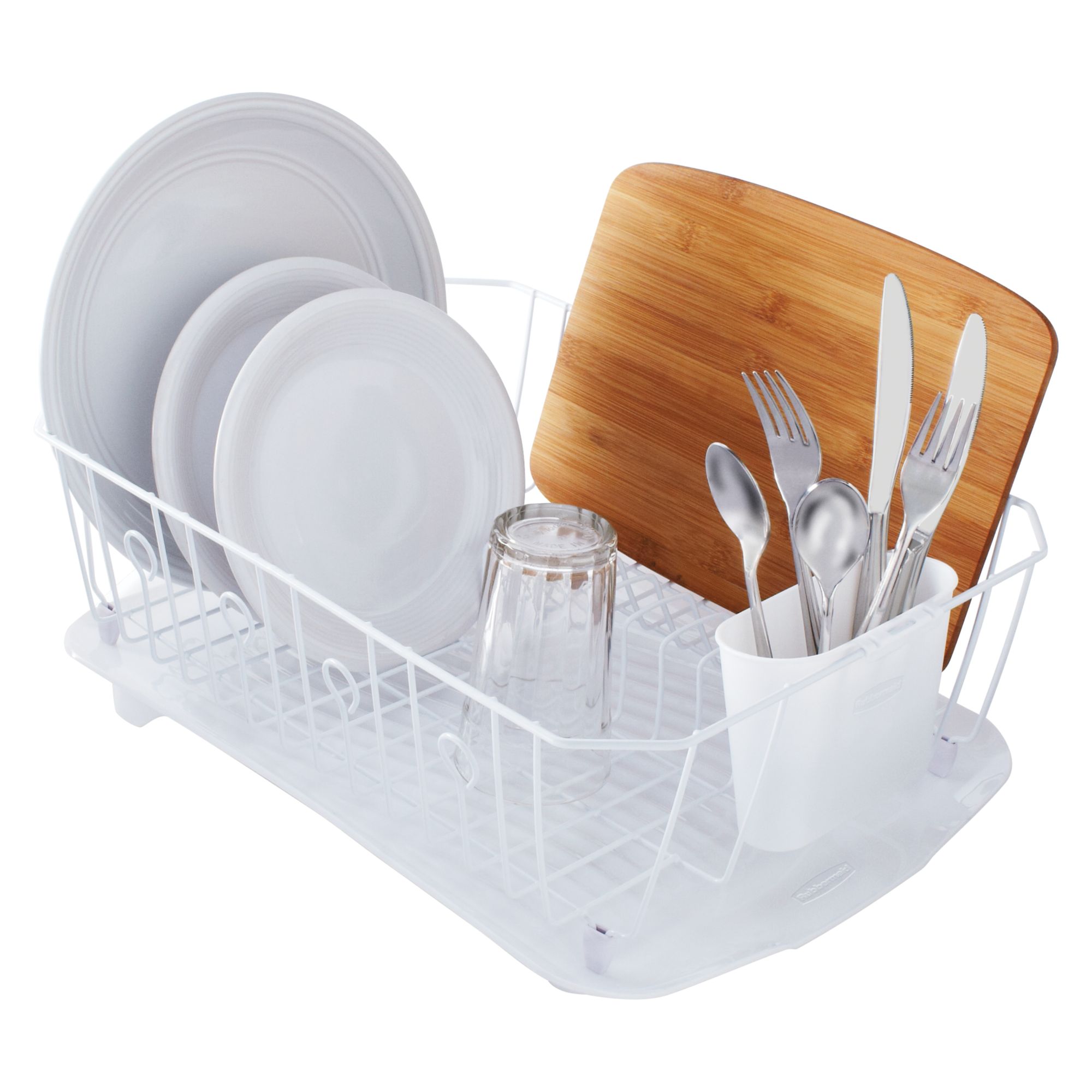 ADBIU White Dish Drying Rack with Drainboard Set Extra Large（18.5