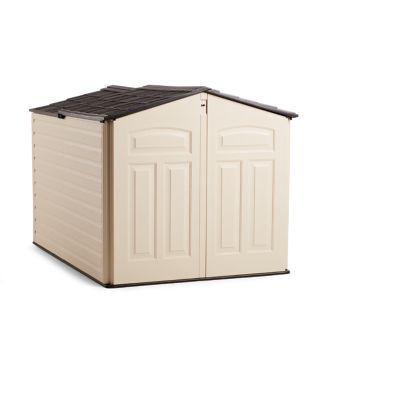  Rubbermaid Large Vertical Resin Weather Resistant Outdoor Storage  Shed, 4.5 x 2.5 ft.,Sandstone/Olive Steel, for Garden/Backyard/Home/Pool :  Storage Sheds Vinyl : Patio, Lawn & Garden