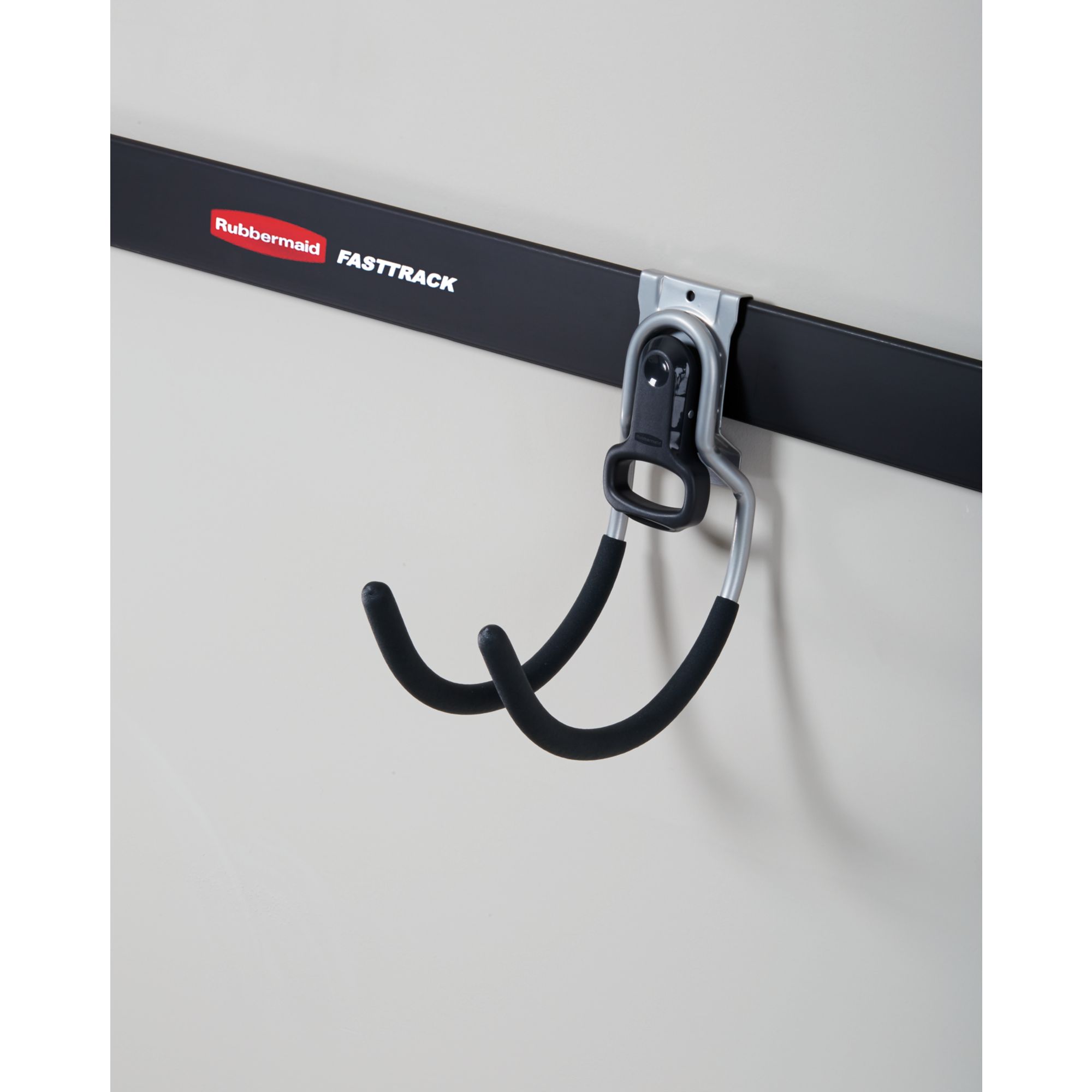 Rubbermaid 1784459 Fast Track Wall Mounted Garage Storage Utility Multi  Purpose Hook for Tools, Sports Equipment, and Gardening Supplies, Satin  Nickel