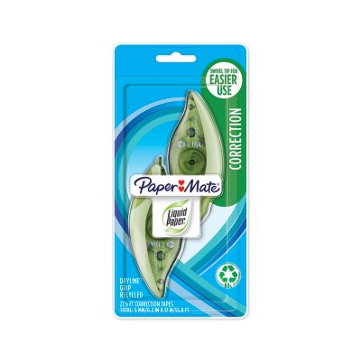 Paper Mate Liquid Paper DryLine Grip Correction Tape, Recycled, 2 Count