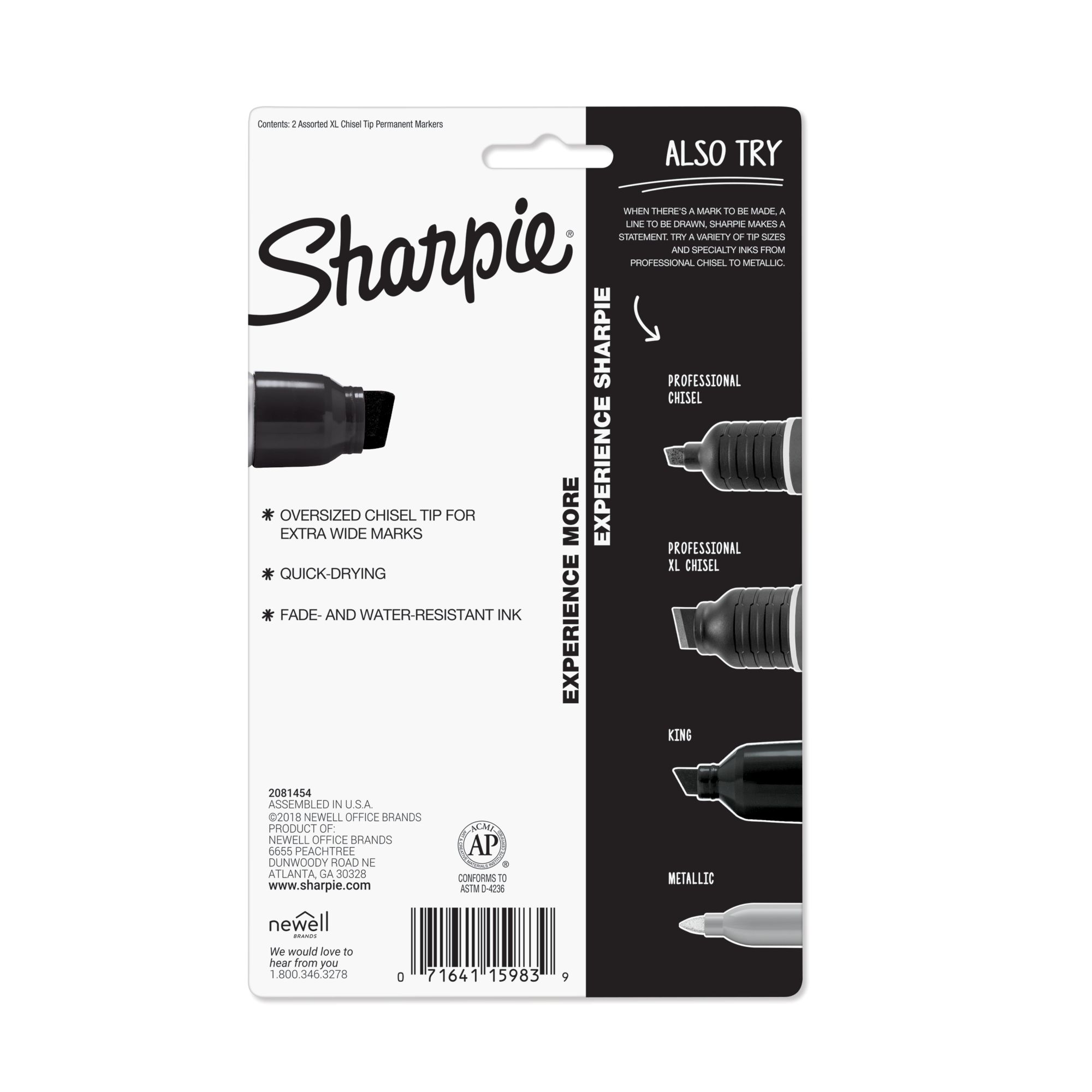 Sanford Large Permanent Markers, Chisel, Black (Sanford 44001