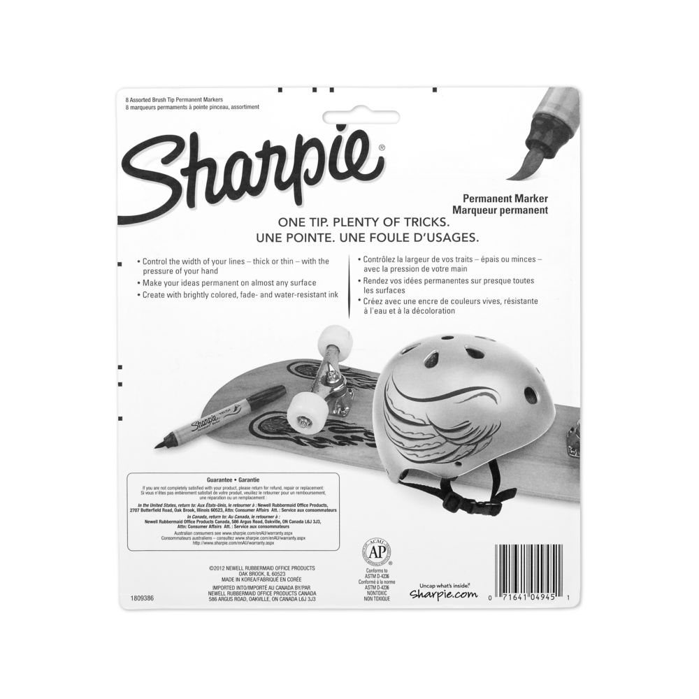 Sharpie Brush Tip Permanent Markers, Assorted - 8 pack