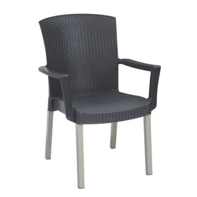 UPC 014306912141 product image for Stacking Outdoor Arm Chair Espresso Wicker Finish/Silver Frame - Grosfillex | upcitemdb.com