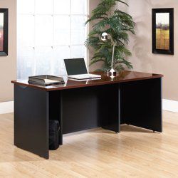 Sauder Via Executive Bowfront Desk Shell Hudson Elm Laminate/Soft Black (424467)