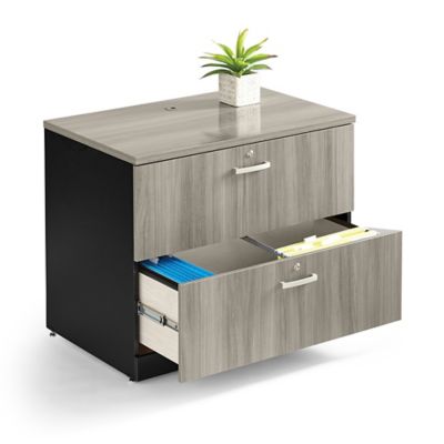 Sauder Via Locking Two Drawer Lateral File Hudson Elm Laminate/Soft Black (424468)