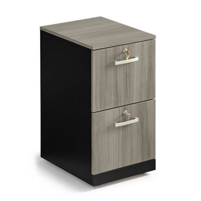 Sauder Via Locking Two Drawer Vertical Mobile File Hudson Elm Laminate/Soft Black (424465)