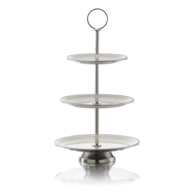 Check out the 3 Tiered White Enameled Stainless Stand for rent