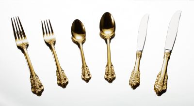 Shop Luxe Collection Black & Gold Cutlery