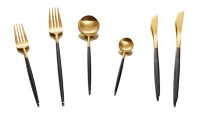 C Black Stainless Steel Hammered Flatware - Party Rentals NYC
