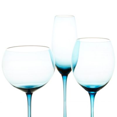 Blue Lucy Stemless Wine Glass Set / 2  Wedding Gifts, Fine China, Kitchen  Wares & Home Goods