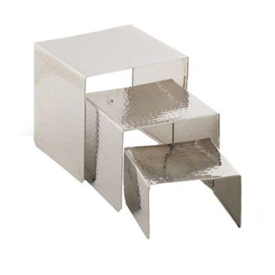 Check out the Stainless Silver Hammered Display Stand for rent