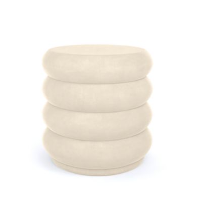Check out the Reese Round Ottoman Velvet Ivory for rent