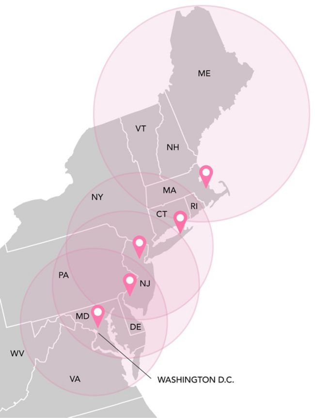 Party Rental covers the entire Boston - DC corridor.