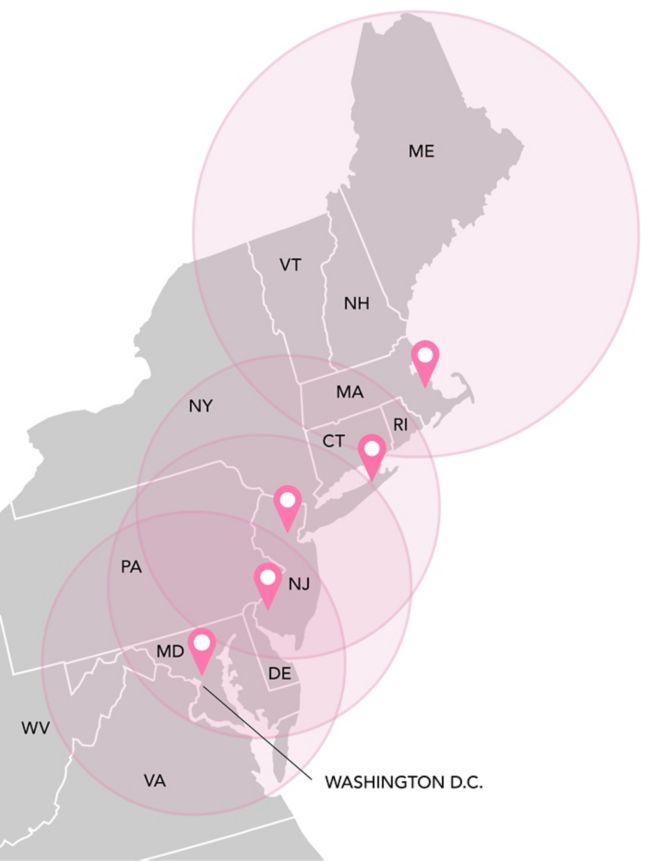 Party Rental covers the entire Boston - DC corridor.