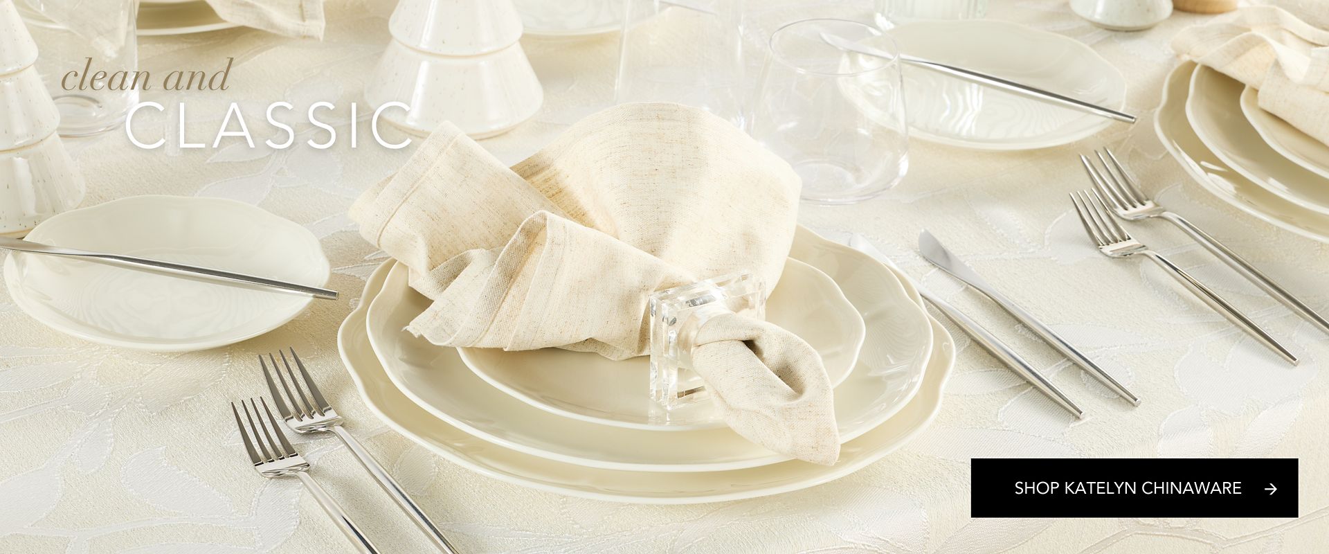 Ivory scalloped china for rent