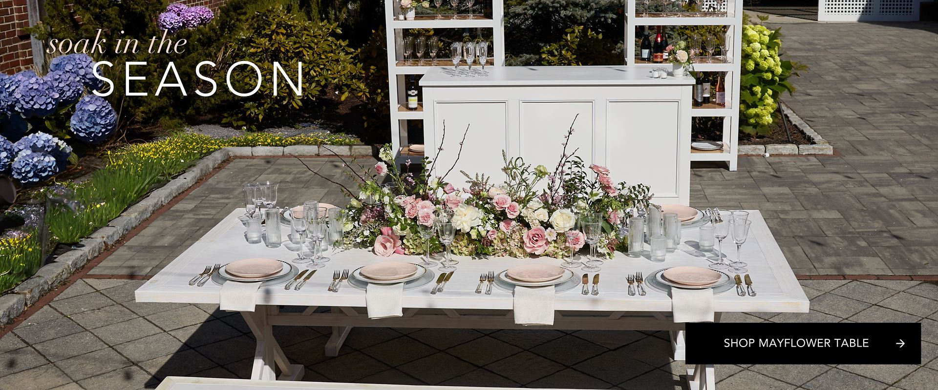 White Wood Table For Rent