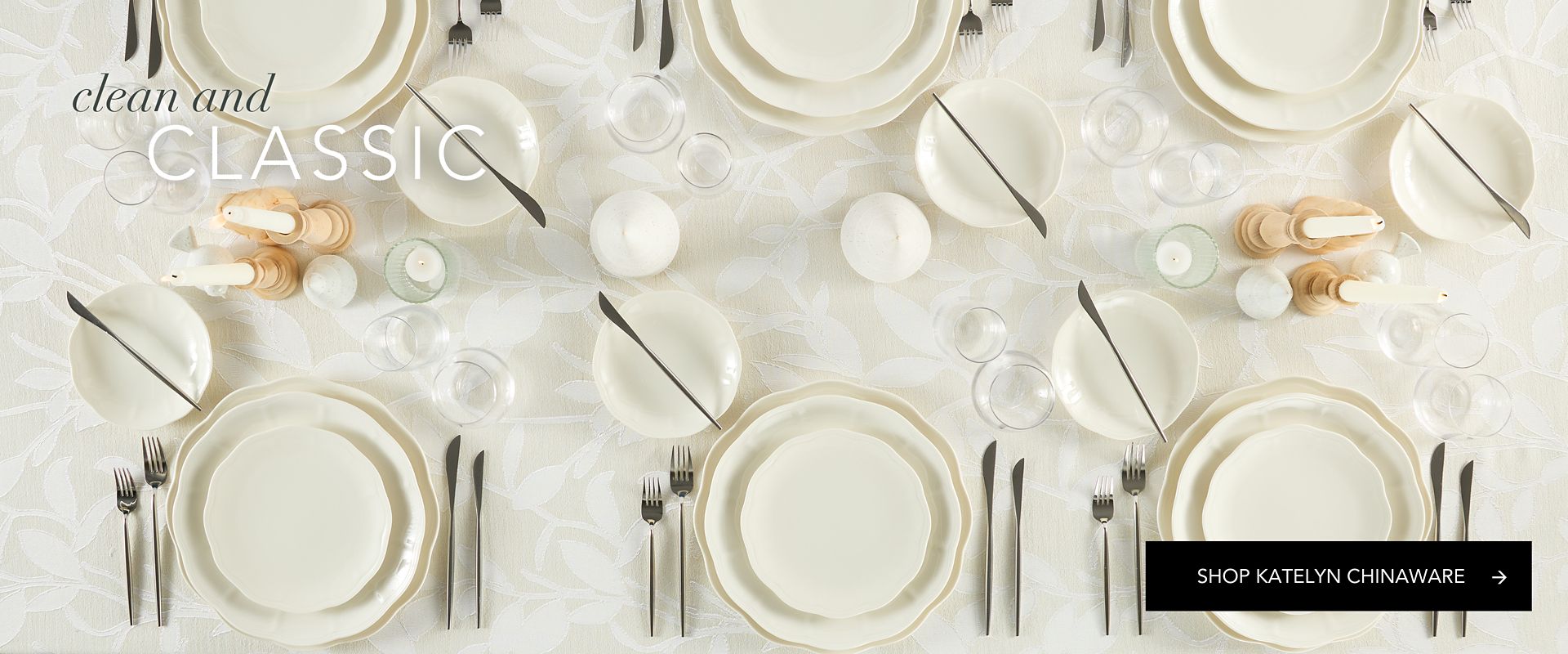 Ivory scalloped china for rent