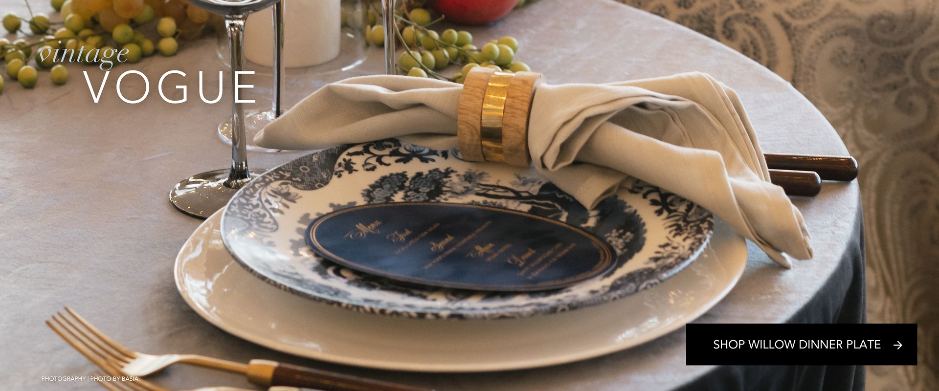 blue and white dinner plate rentals