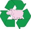 Party Rental Ltd. hippo mascot and recycle symbol