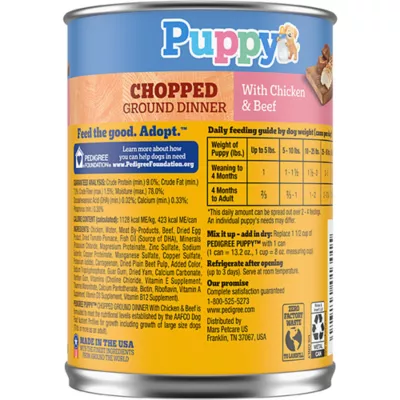 Product Pedigree® Chopped Ground Dinner Puppy Wet Dog Food - Heathy Brain Development , 13.2 Oz.