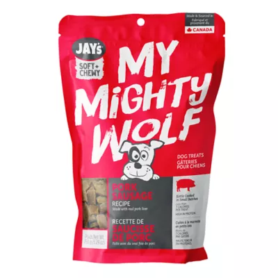 Product Jay's My Mighty Wolf Dog Treat - Natural, Grain Free, Pork Sausage