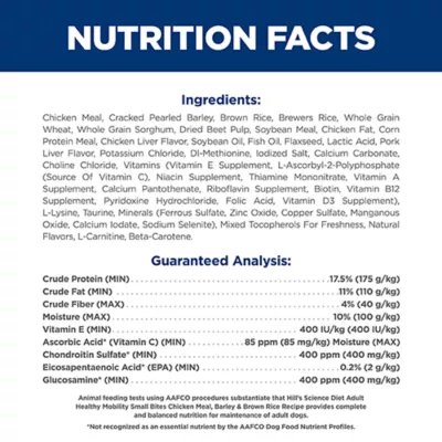 Product Hill's® Science Diet® Healthy Mobility Small Bites Adult Dry Dog Food - Chicken, Brown Rice & Barley