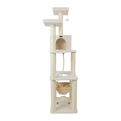 Product Armarkat 73-in Classic Faux Fleece Real Wood Cat Tree, Ivory