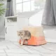 Product Armarkat Orange & Beige Soft Velvet Enclosed Cat Bed