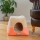 Product Armarkat Orange & Beige Soft Velvet Enclosed Cat Bed