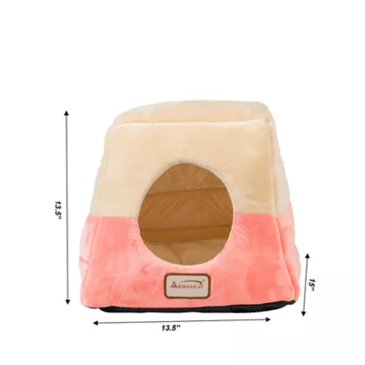 Product Armarkat Orange & Beige Soft Velvet Enclosed Cat Bed