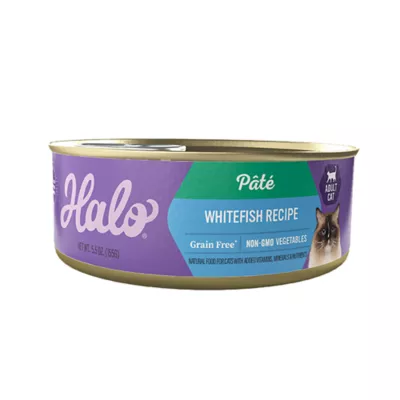 Product Halo Grain Free Pate, Adult Cat Wet Food - Whitefish Recipe, 5.5 oz