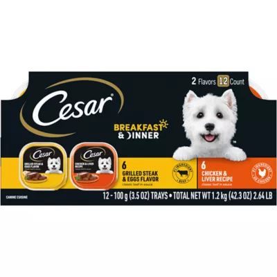 Product Cesar® Classics Breakfast & Dinner Adult Wet Dog Food - Loaf, 12 Count, Variety Pack