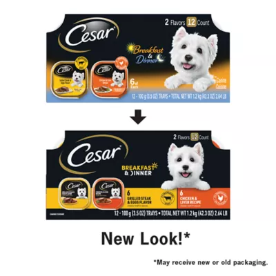 Product Cesar® Classics Breakfast & Dinner Adult Wet Dog Food - Loaf, 12 Count, Variety Pack