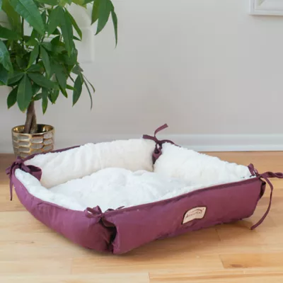 Product Amarkat Burgundy & Ivory Square or Flat Convertible Cat Bed