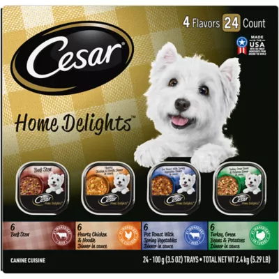 Product Cesar® Classics Home Delights Adult Wet Dog Food - Chunks in Gravy , 24 Count, Variety Pack