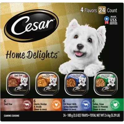 Product Cesar® Classics Home Delights Adult Wet Dog Food - Chunks in Gravy , 24 Count, Variety Pack