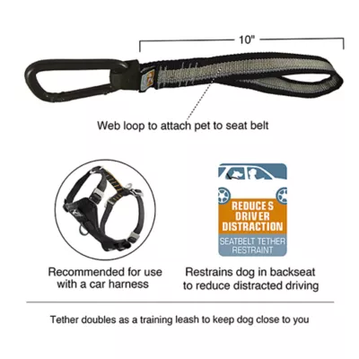 Product Kurgo® Dog Seat Belt Tether with Carabiner - Enhanced Strength Replacement Tether - Black & Silver
