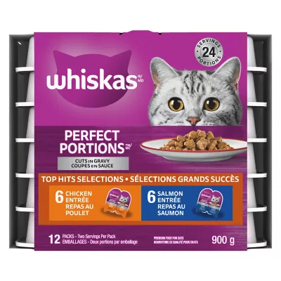 Product Whiskas Perfect Portions Adult Wet Cat Food Cuts In Gravy Chicken & Salmon Variety Pack, 12ct