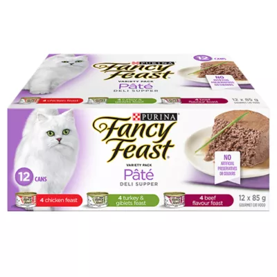 Product Fancy Feast Wet Cat Food, Pate Deli Supper Variety Pack, 85 g x 12