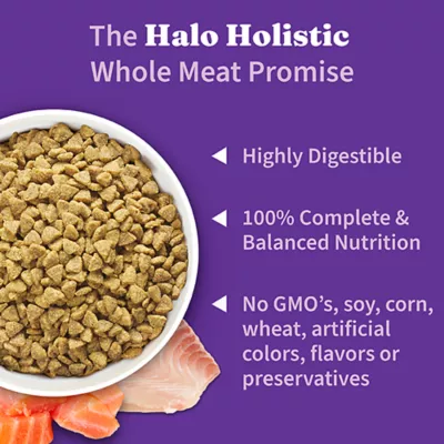 Product Halo Holistic Grain Free, Kitten Dry Food - Salmon & Whitefish Recipe, 6 lb