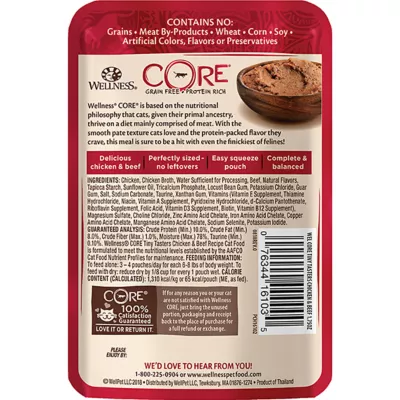Product Wellness® CORE® Tiny Tasters Adult Cat Wet Food - Grain Free, Pate, Single Serve, 1.75 Oz