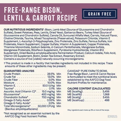 Product Canidae® Pure™ Adult Dry Dog Food - Grain Free, Bison, Lentil & Carrot